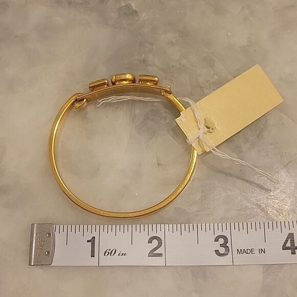 NWT Janna Conner Pink Agate Ruby 18kt Gold Bracelet Good Luck Cuff Bangle Dainty - Picture 7 of 12